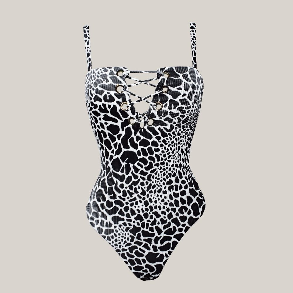 Shop Monteza Tuscon Swimsuit Cow Print one piece bathing suit